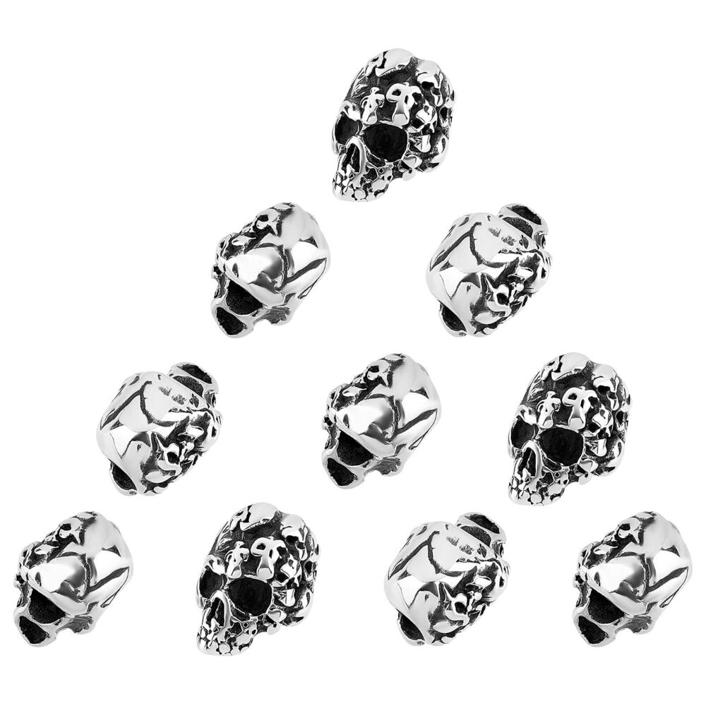 5232 10pcs 4mm Stainless Steel Skull Spacer Beads Metal Large Hole Beads